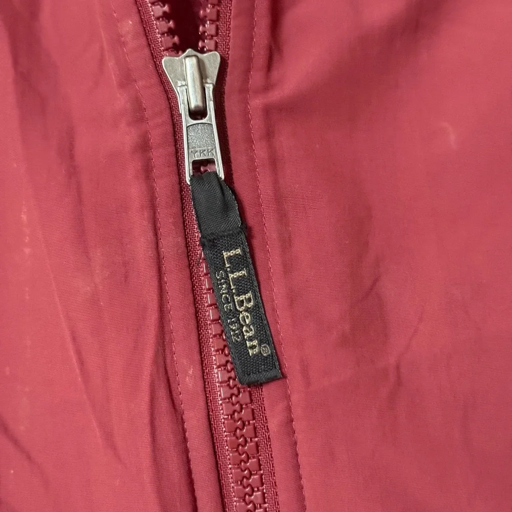 LL Bean Warm-Up Vest Men Medium Red Fleece Lined Nylon Full Zip Outdoor 0JX79